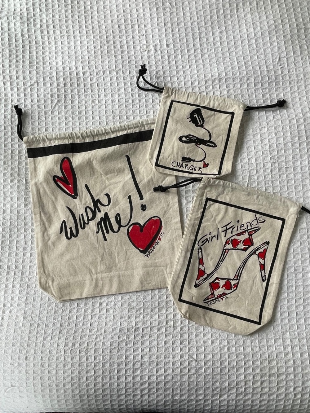 NWOT Brighton Pack Your Bags Travel Kit cotton drawstring storage bags